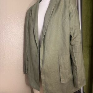 Showpo Linen Lightweight Sage Green Blazer Jacket